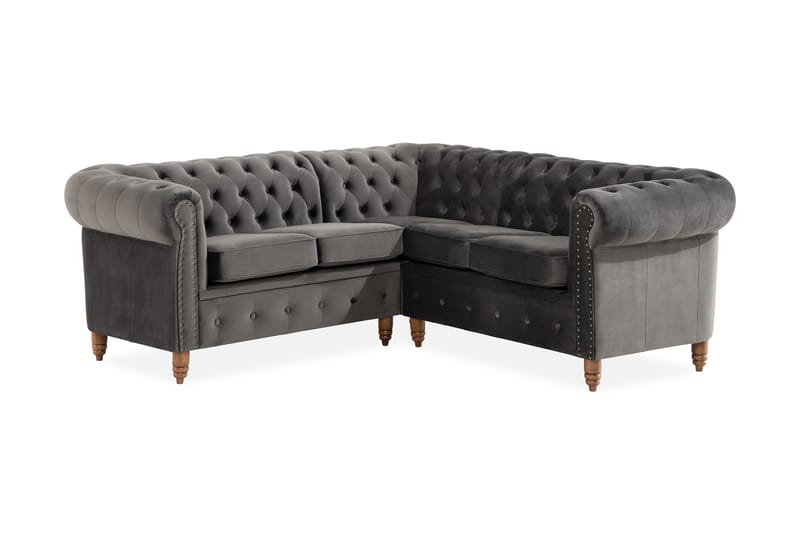 Chesterfield Deluxe Hjørnesofa - Grå - Møbler - Sofaer - 4 seter sofa