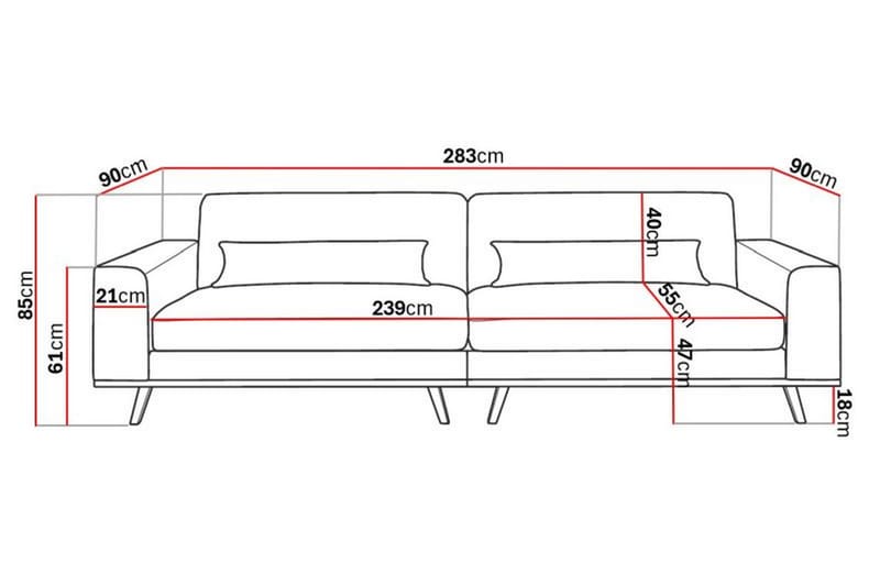Copenhagen 4-seters Fløyelssofa - Lilla - Møbler - Sofaer - 4 seter sofa