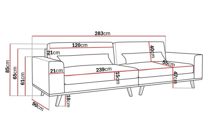 Copenhagen 4-seters Fløyelssofa - Lilla - Møbler - Sofaer - 4 seter sofa