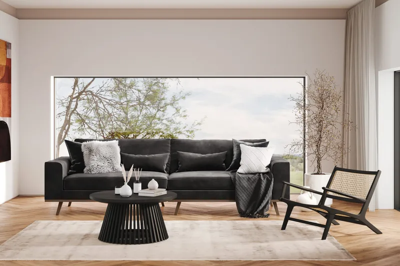 Copenhagen 4-seters Fløyelssofa - Mørk grå - Møbler - Sofaer - 4 seter sofa