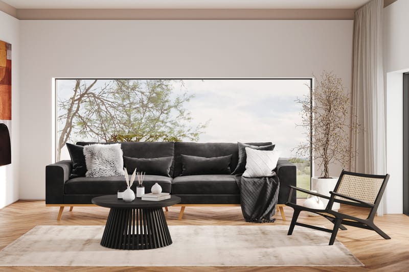 Copenhagen 4-seters Fløyelssofa - Mørk grå - Møbler - Sofaer - 4 seter sofa