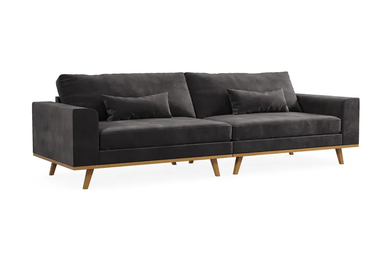 Copenhagen 4-seters Fløyelssofa - Mørk grå - Møbler - Sofaer - 4 seter sofa