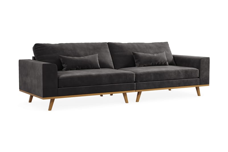Copenhagen 4-seters Fløyelssofa - Mørk grå - Møbler - Sofaer - 4 seter sofa