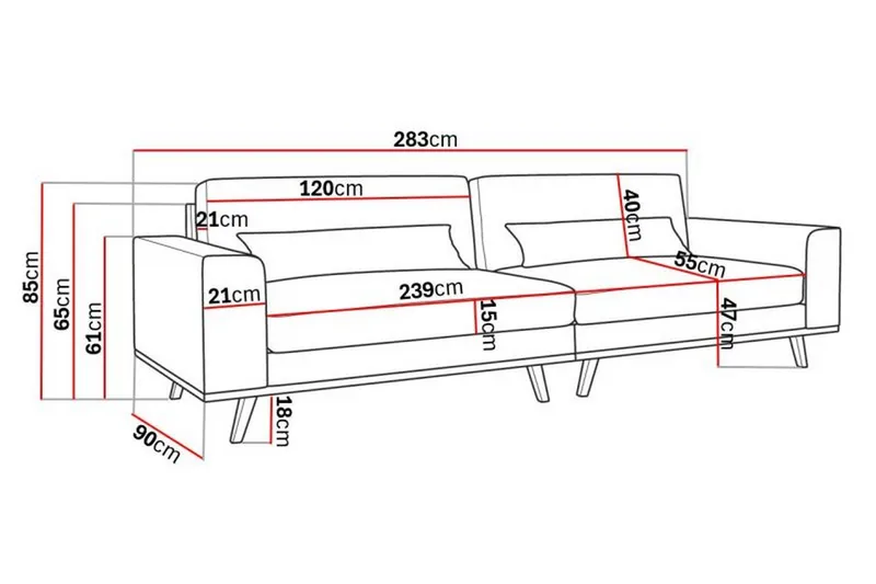 Copenhagen 4-seters Fløyelssofa - Mørk grønn - Møbler - Sofaer - 4 seter sofa