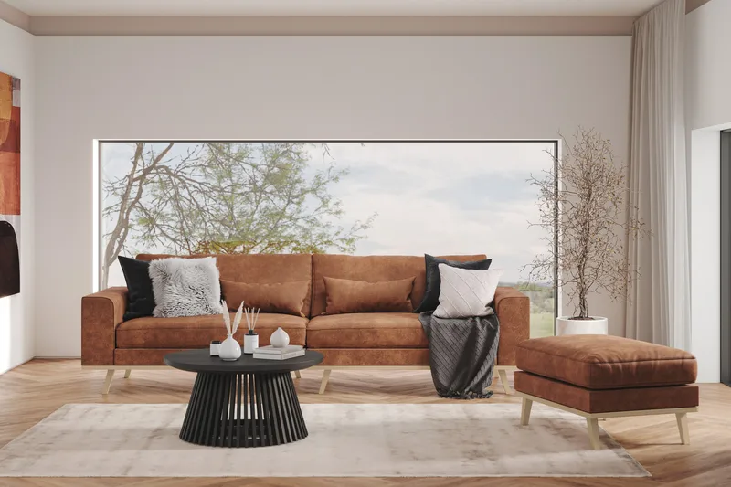 Copenhagen 4-seters Sofa i Kunstlær - Brun - Møbler - Sofaer - 4 seter sofa