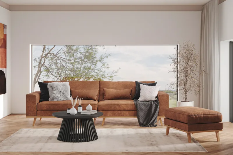 Copenhagen 4-seters Sofa i Kunstlær - Brun - Møbler - Sofaer - 4 seter sofa