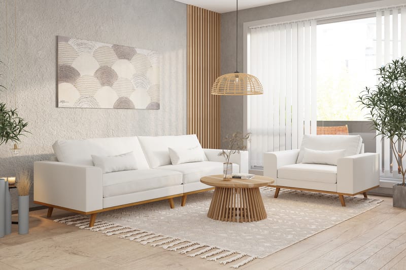 Copenhagen 4-seters Stoffsofa - Hvit - Møbler - Sofaer - 4 seter sofa