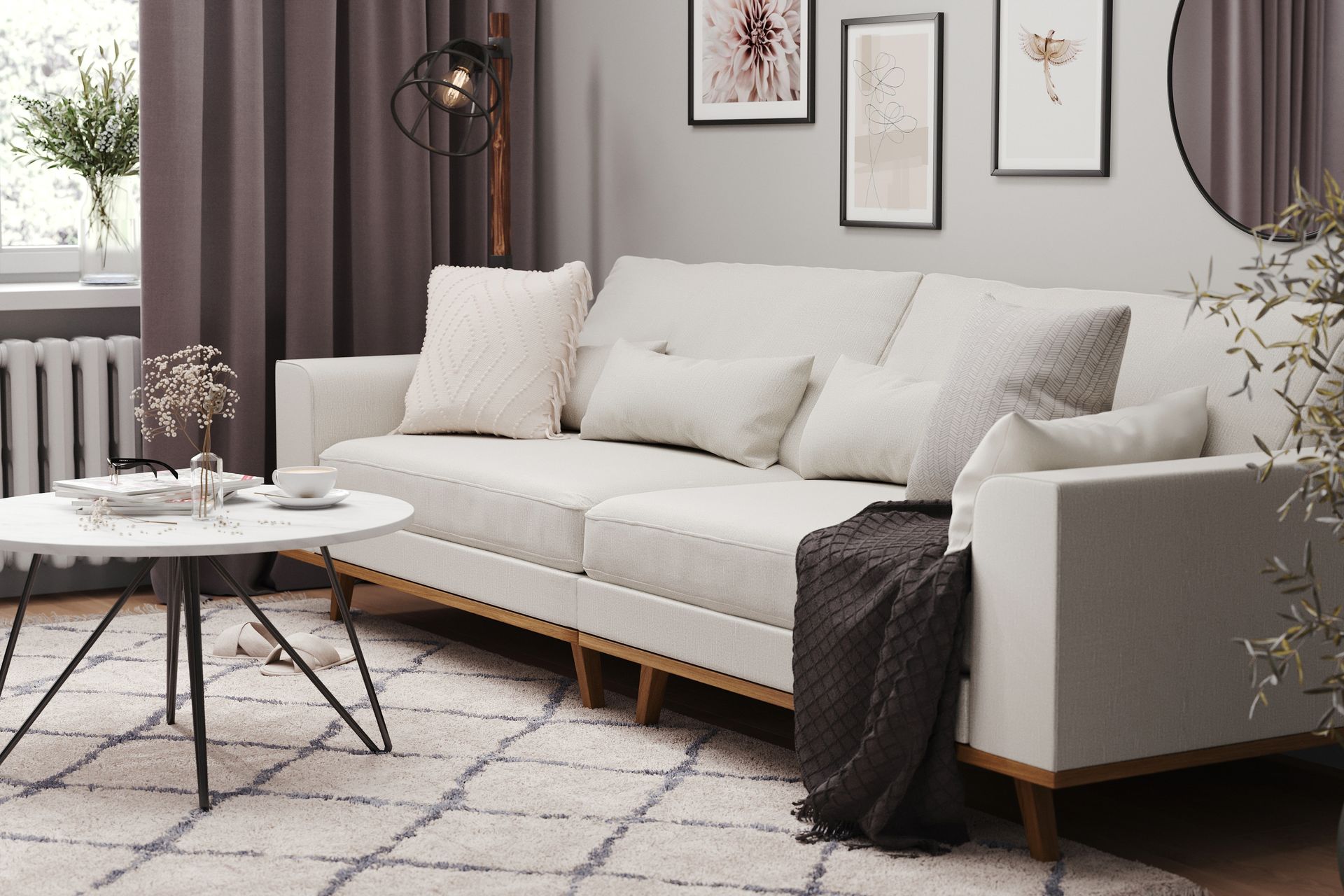 Copenhagen 4-seters Stoffsofa - Lys grå - Møbler - Sofaer - 4 seter sofa