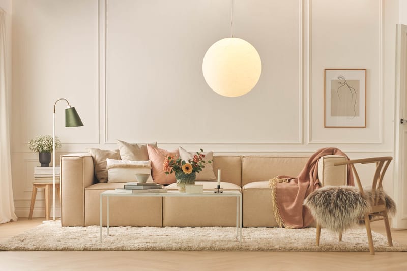 Cubo 4-seters Dyp Modulsofa i Manchester - Beige - Møbler - Sofaer - 4 seter sofa