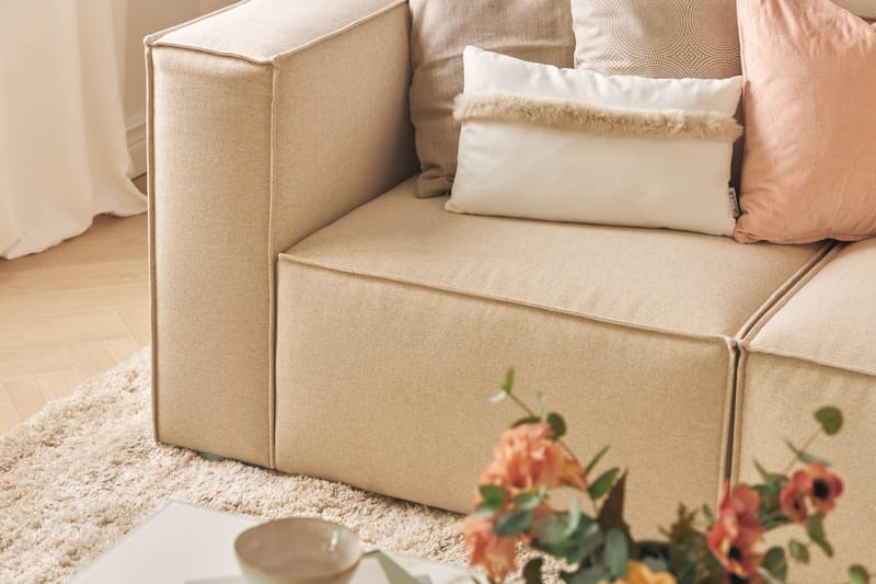 Cubo 4-seters Dyp Modulsofa i Manchester - Beige - Møbler - Sofaer - 4 seter sofa