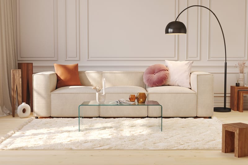 Cubo 4-seters Dyp Modulsofa i Manchester - Beige - Møbler - Sofaer - 4 seter sofa