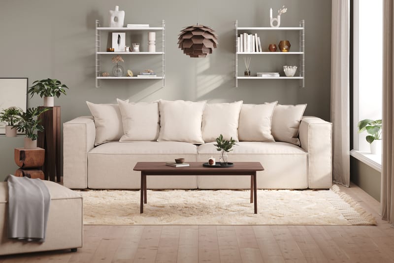 Cubo 4-seters Dyp Modulsofa i Manchester - Beige - Møbler - Sofaer - 4 seter sofa