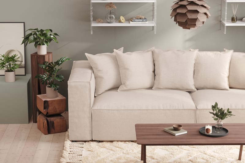 Cubo 4-seters Dyp Modulsofa i Manchester - Beige - Møbler - Sofaer - 4 seter sofa