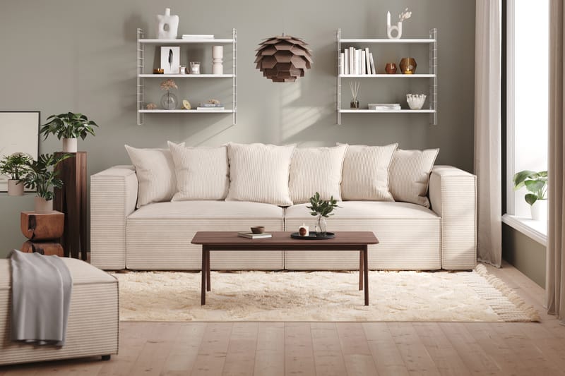 Cubo 4-seters Dyp Modulsofa i Manchester - Beige - Møbler - Sofaer - 4 seter sofa