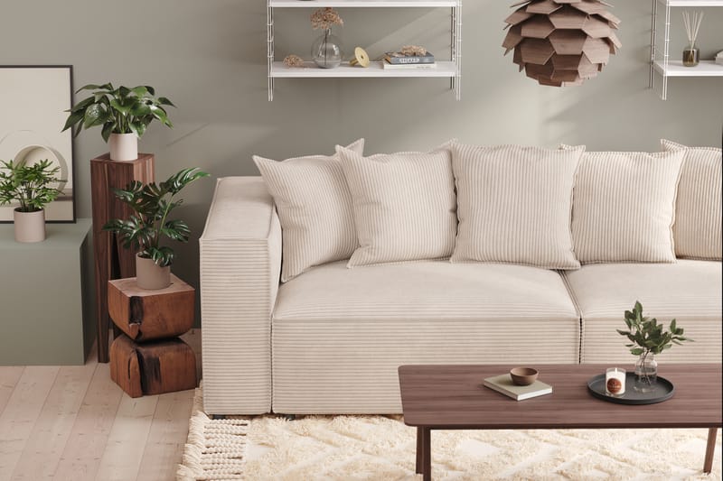 Cubo 4-seters Dyp Modulsofa i Manchester - Beige - Møbler - Sofaer - 4 seter sofa