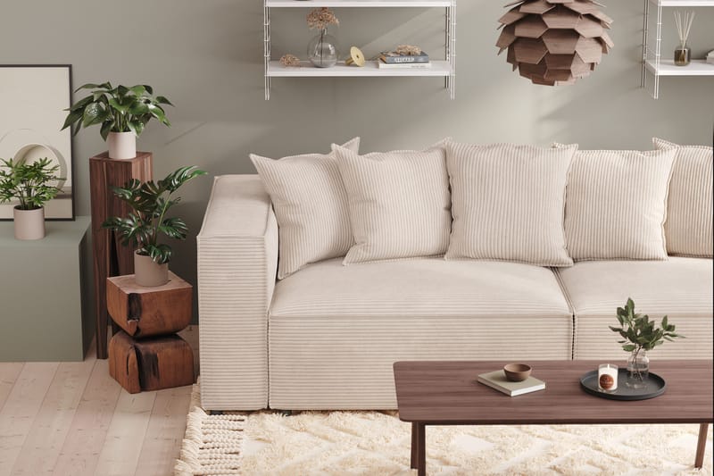 Cubo 4-seters Dyp Modulsofa i Manchester - Beige - Møbler - Sofaer - 4 seter sofa