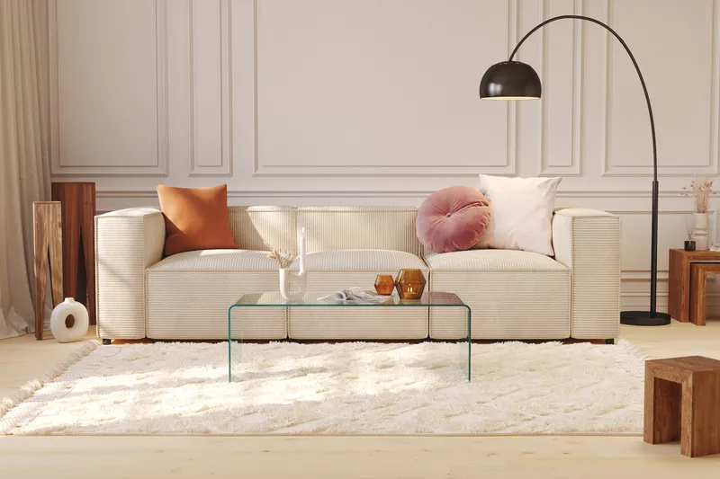 Cubo 4-seters Dyp Modulsofa i Manchester - Beige - Møbler - Sofaer - 4 seter sofa