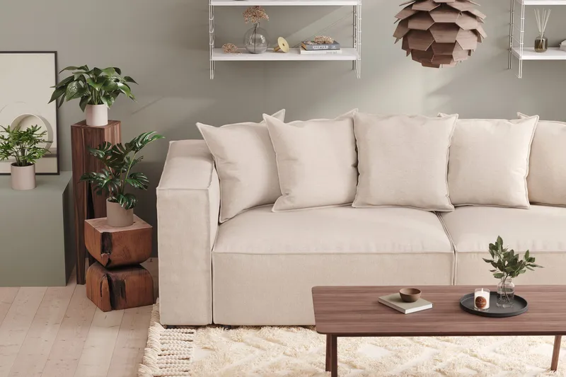Cubo 4-seters Dyp Modulsofa i Stoff - Beige - Møbler - Sofaer - 4 seter sofa