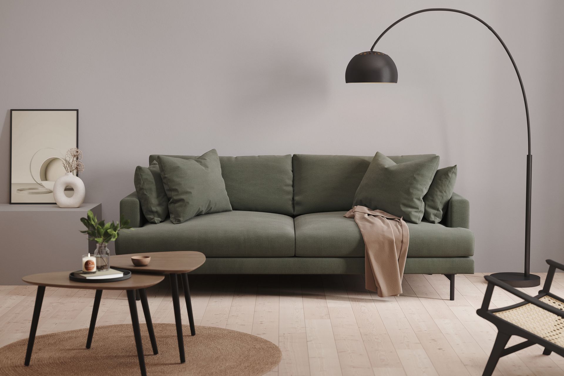 Menard 3-seters Dyp Manchestersofa - Mørk grønn - Møbler - Sofaer - Sofa 3 seter
