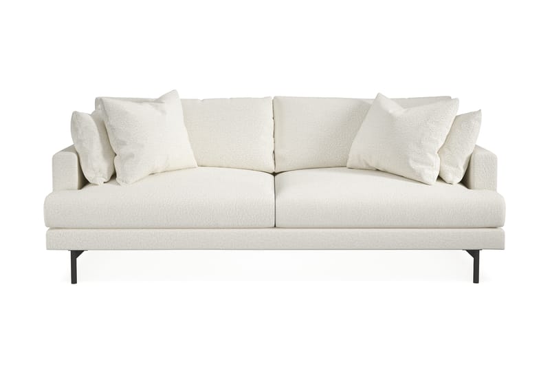 Menard 3-seters Dyp Sofa i Bouclé 225 cm bred - Hvit - Møbler - Sofaer - Sofa 3 seter