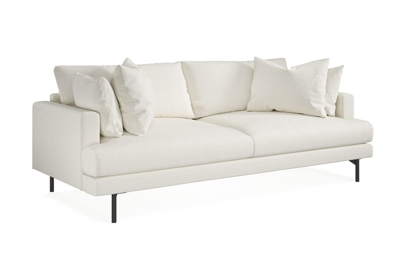 Menard 3-seters Dyp Sofa i Bouclé 225 cm bred - Hvit - Møbler - Sofaer - Sofa 3 seter