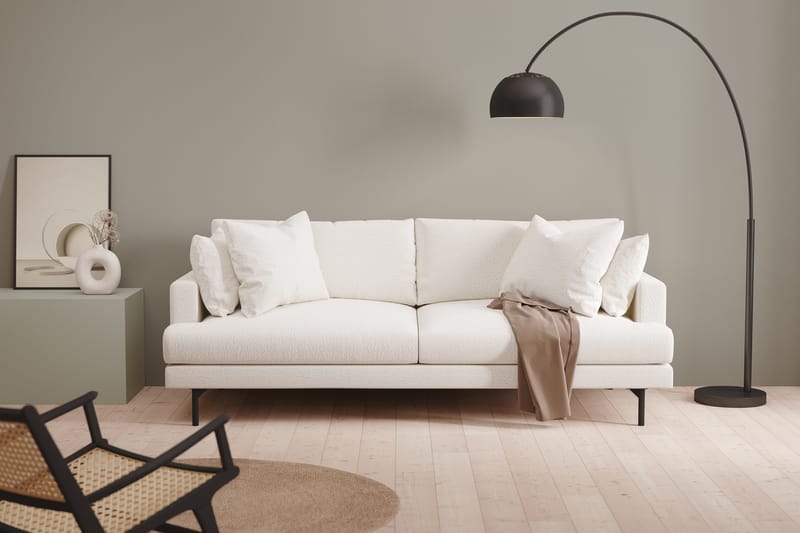 Menard 3-seters Dyp Sofa i Bouclé 225 cm bred - Hvit - Møbler - Sofaer - Sofa 3 seter
