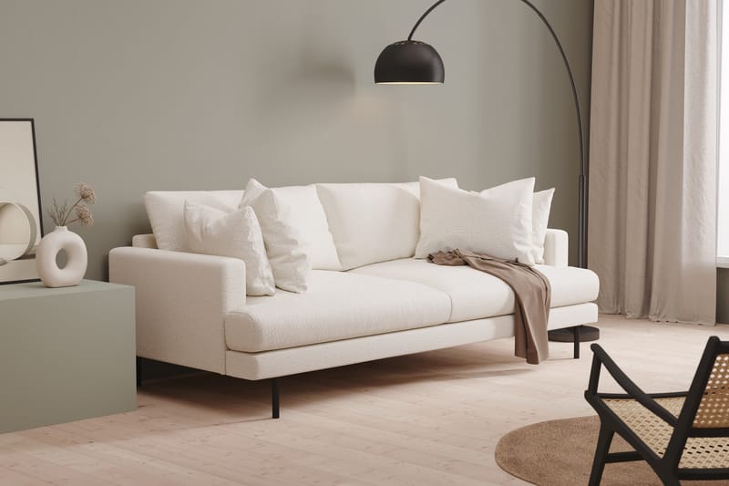 Menard 3-seters Dyp Sofa i Bouclé - Hvit - Møbler - Sofaer - Sofa 3 seter