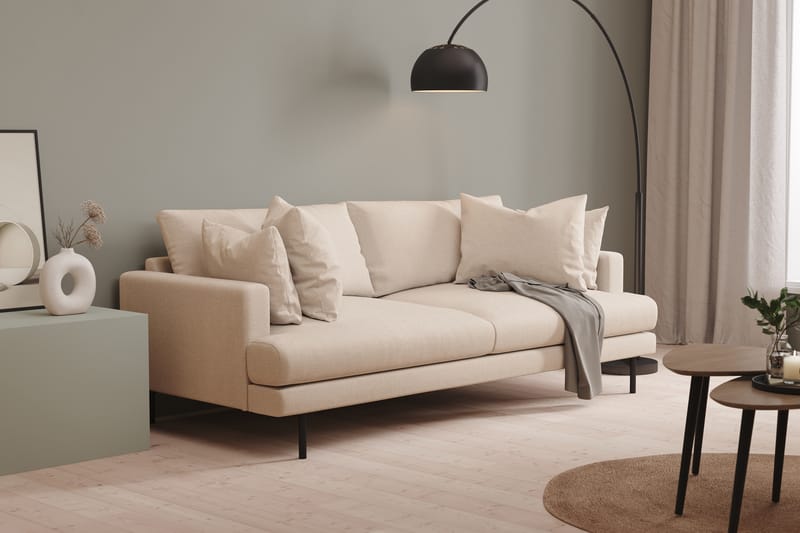 Menard 3-seters Dyp Stoffsofa 225 cm bred - Beige - Møbler - Sofaer - Sofa 3 seter