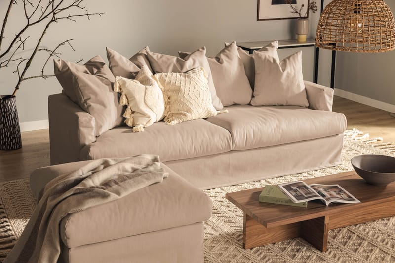 Menard 3-seters Dyp Stoffsofa - Beige - Møbler - Sofaer - Sofa 3 seter