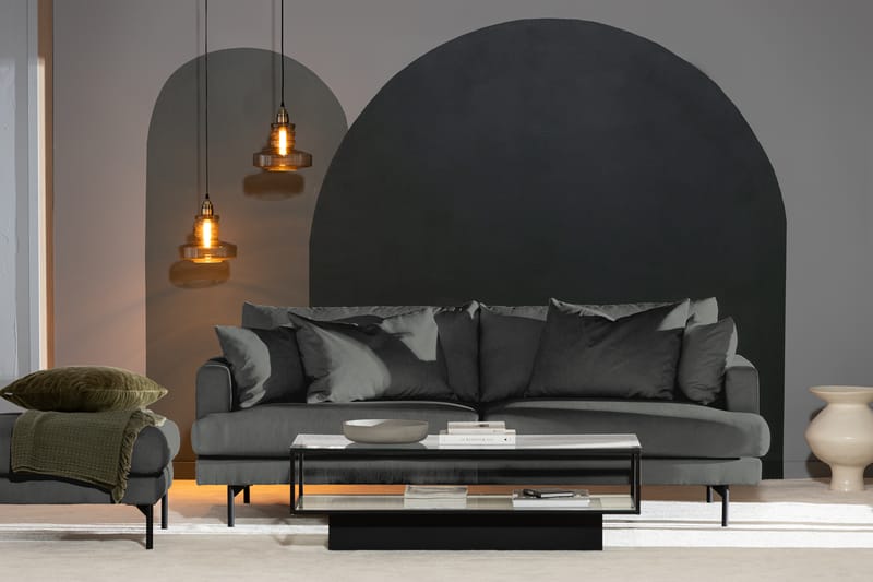 Menard 3-seters Manchestersofa - Grå - Møbler - Sofaer - Sofa 3 seter