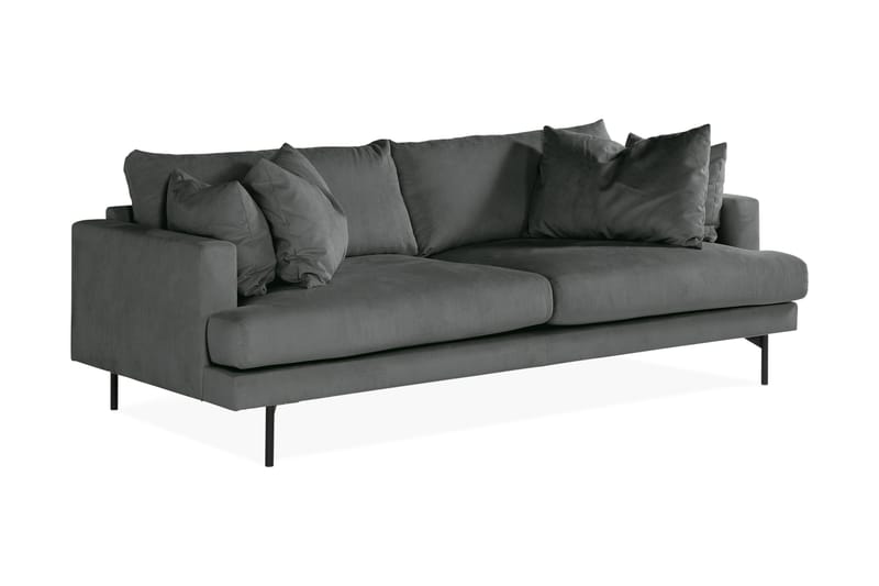 Menard 3-seters Manchestersofa - Grå - Møbler - Sofaer - Sofa 3 seter