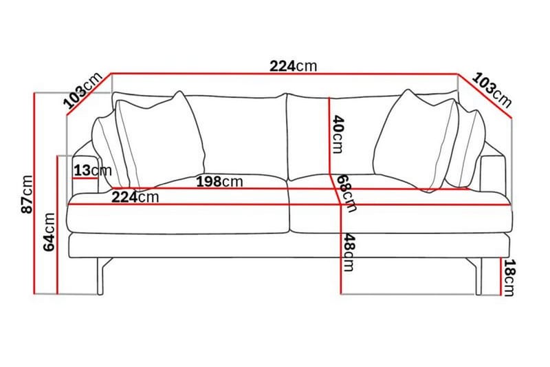 Menard 3-seters Manchestersofa - Mørk grå - Møbler - Sofaer - Sofa 3 seter