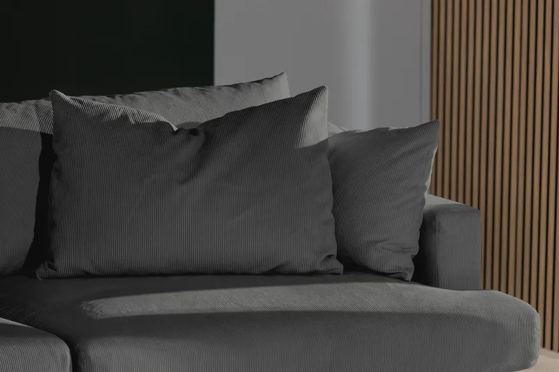 Menard 4-seters Dyp Manchestersofa - Grå - Møbler - Sofaer - 4 seter sofa