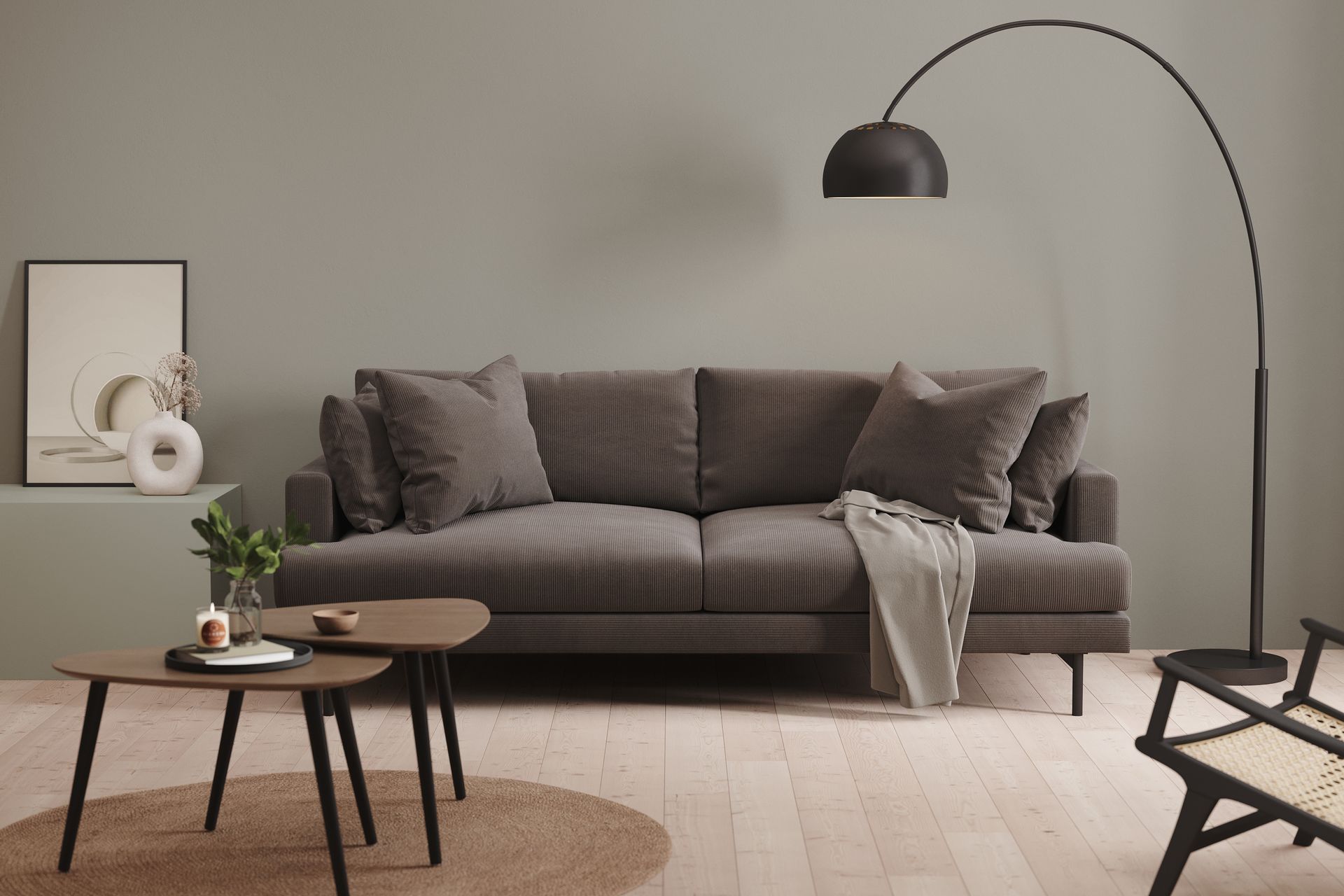 Menard 4-seters Dyp Manchestersofa - Mørk grå - Møbler - Sofaer - 4 seter sofa