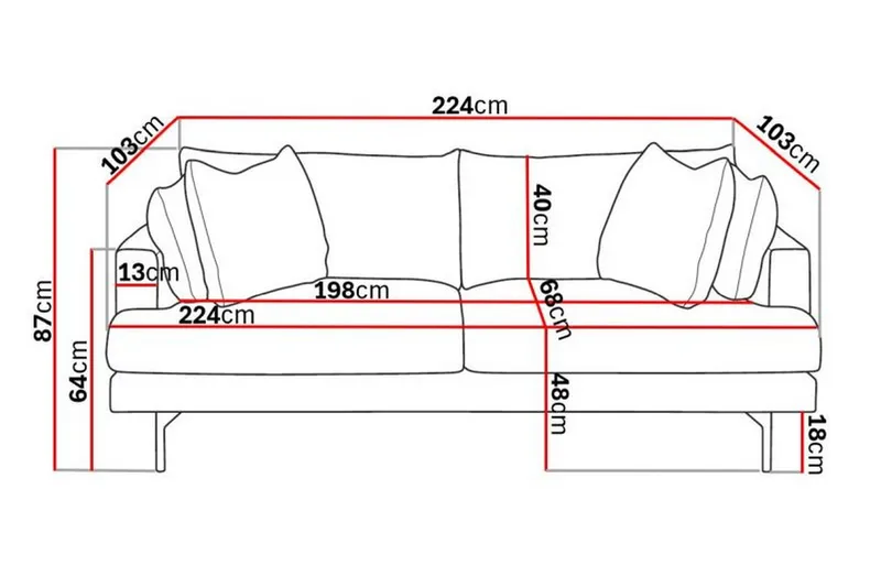 Menard 4-seters Dyp Manchestersofa - Mørk grå - Møbler - Sofaer - 4 seter sofa