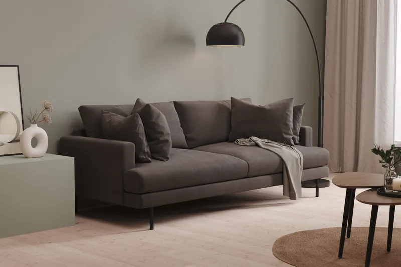 Menard 4-seters Dyp Manchestersofa - Mørk grå - Møbler - Sofaer - 4 seter sofa