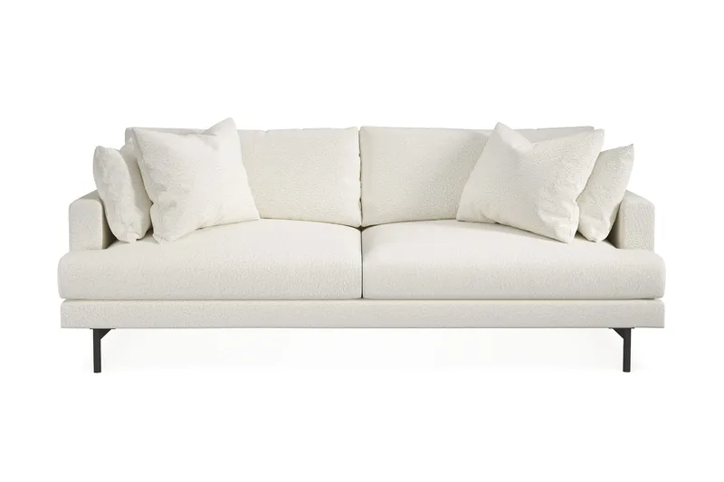 Menard 4-seters Dyp Sofa i Bouclé - Hvit - Møbler - Sofaer - 4 seter sofa
