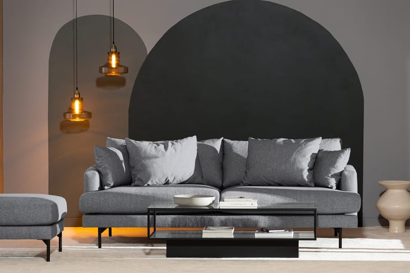 Menard 4-seters Dyp Stoffsofa - Grå - Møbler - Sofaer - 4 seter sofa