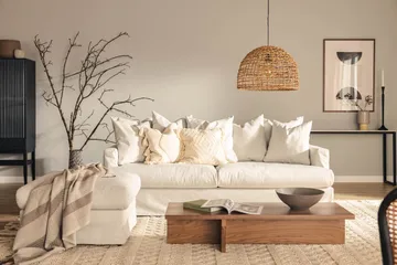 Menard 4-seters Dyp Stoffsofa - Lys grå - Møbler - Sofaer - 4 seter sofa