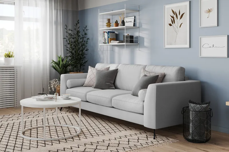 Ocean Lyx 3-seters Stoffsofa - Grå - Møbler - Sofaer - 4 seter sofa