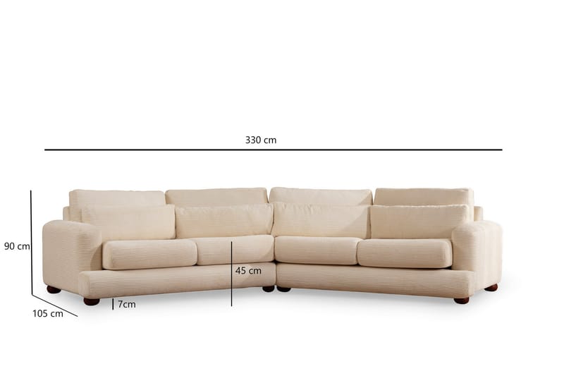 Relento Buet Sofa 4-seter - Beige - 4 seter sofa