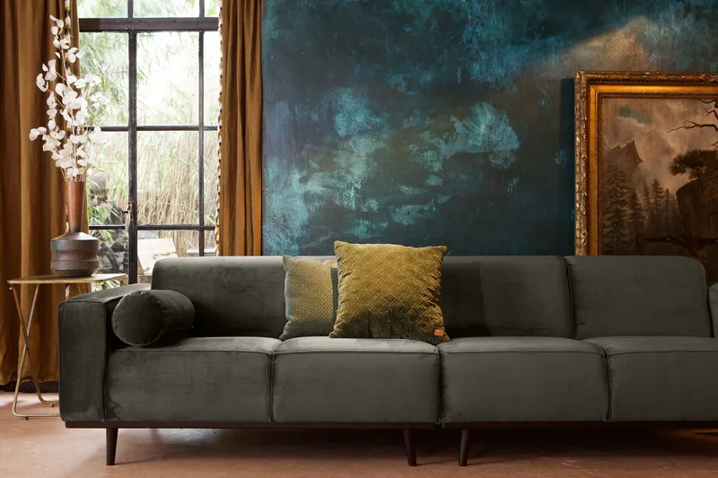 Statement 4-seters Fløyelssofa - Grønn - Møbler - Sofaer - 4 seter sofa