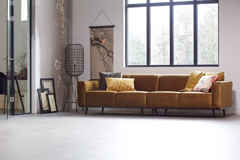 Statement 4-seters Fløyelssofa - Honninggul - Møbler - Sofaer - 4 seter sofa