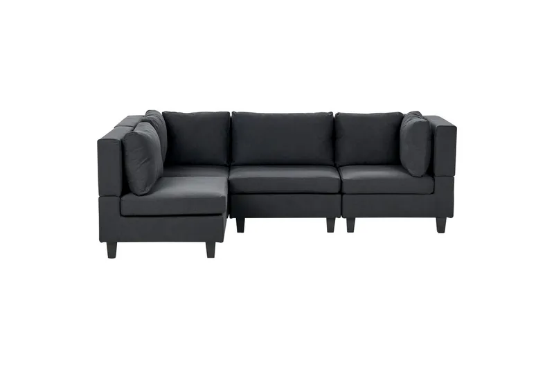 4-sits Hörnsoffa Beliani Unstad Beige/svart, Högervänd, Polyester Black - Møbler - Sofaer - Modulsofaer - Komplett modulsofa