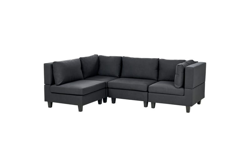 4-sits Hörnsoffa Beliani Unstad Beige/svart, Högervänd, Polyester Black - Møbler - Sofaer - Modulsofaer - Komplett modulsofa