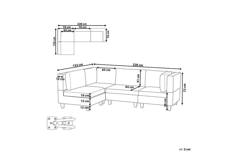 4-sits Hörnsoffa Beliani Unstad Beige/svart, Högervänd, Polyester Beige, Black - Møbler - Sofaer - Modulsofaer - Komplett modulsofa