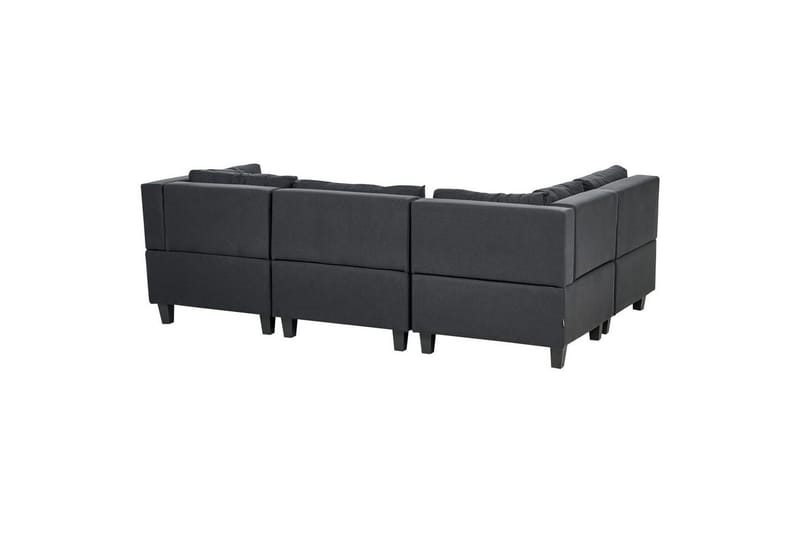 4-sits Hörnsoffa med fotpall Beliani Unstad Beige/svart Black - Møbler - Sofaer - Modulsofaer - Komplett modulsofa