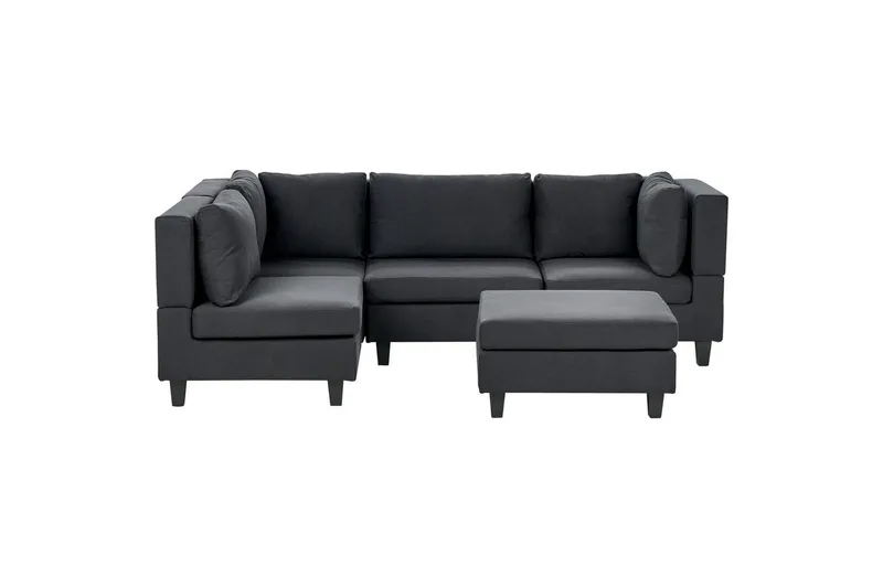 4-sits Hörnsoffa med fotpall Beliani Unstad Beige/svart Black, undefined