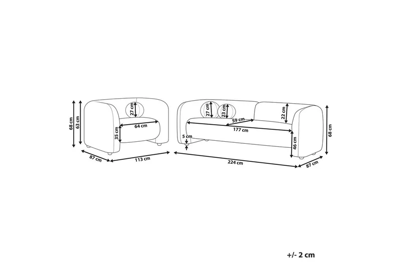 4-sits Soffgrupp Beliani Leiren Beige Offwhite - Møbler - Sofaer - Sofagrupper