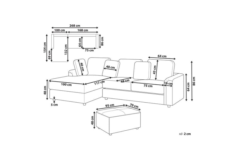 4-sitssoffa Beliani Kohlo Beige/svart, Högervänd Beige||Black Left-faced - Møbler - Sofaer - Sofagrupper